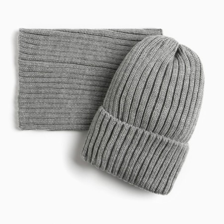 Kit for girls (hat, snood), gray color, size 50-54