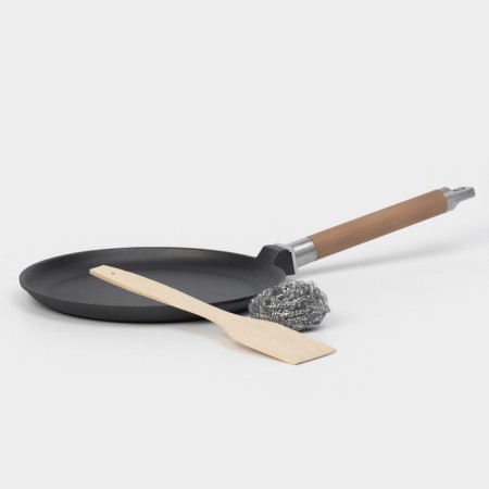 Pancake Cast iron frying pan Wild Kitchen, D = 24 cm, shoulder blade and sponge in the kit-7