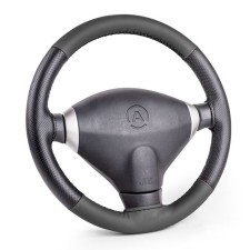 AutoProfi steering wheelchair, eco-leather with perforated, SAM-100 BK/BK, M