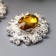 Decor for creativity Metal "Medallion Patal" Amber Crystal 2.6x2.4 cm