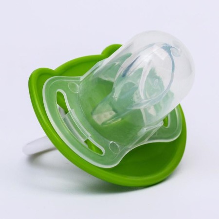 Nipple - orthodontic dummy, silicone, +6 months, with a cap “Frog”, green color-2