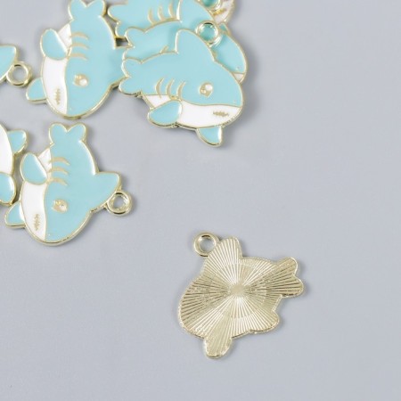 Decor for creativity metal, enamel "Blue shark" 1.6x2 cm-1