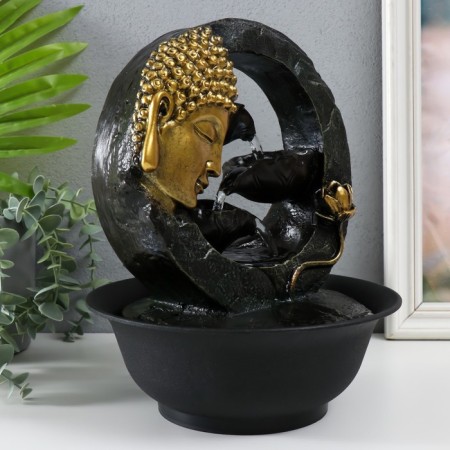 The desktop fountain from the network, backlight "Buddha's head and lotus flower in the circle" 21x21x28 cm-1