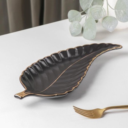 Ceramic serving dish "Rapsodia. Sheet ", 29 × 12 × 2.5 cm, black color-1