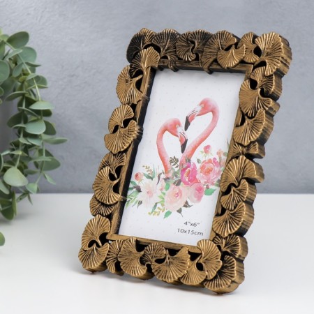Photo frame plastic 10x15 cm "Leaves-faith" dark gold 20x14.5 cm-1