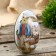 Casket Metal Egg "Hare with a basket of painted eggs" 11x6.5x7 cm
