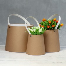 A set of boxes 3 in 1 reverse cone craft without covers with a handle of 11-14 x 14-16 x 18-21