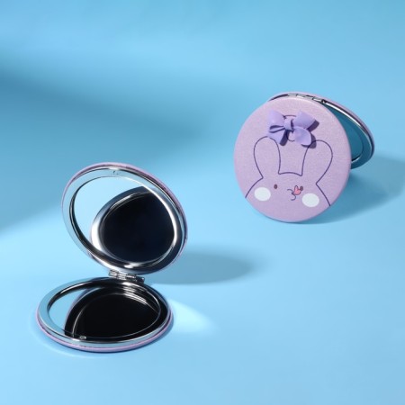 Folding mirror "Cutie", d = 7 cm, with an increase, artificial leather, color lilac color-1