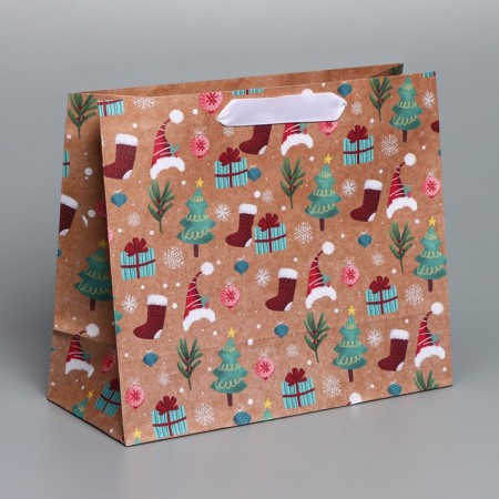 Craft horizontal package "New Year's gifts", ML 27 x 23 x 11.5 cm, New Year-2