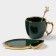 Tea couple ceramic "Livona", 3 objects: a cup of 200 ml, a saucer d = 14 cm, spoon, emerald color