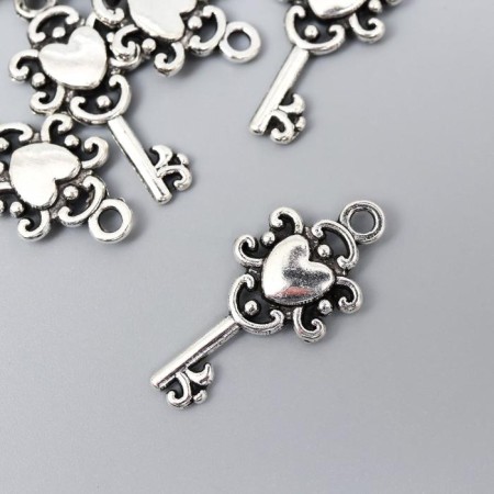Decor for creativity Metal "Key with heart" silver 2.6x1.2 cm-1