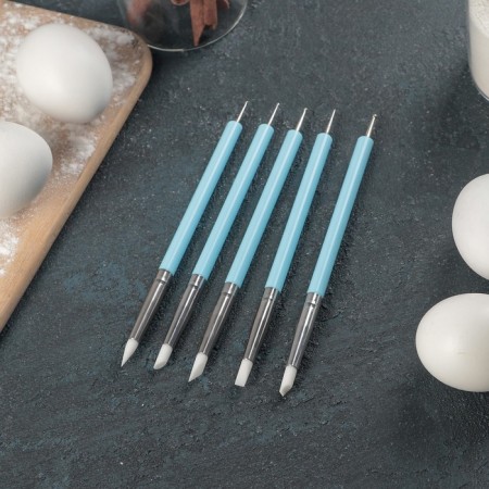 A set of confectionery brushes for decorating "turquoise", 5 pcs
