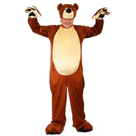 Carnival costume "Brown Bear", overalls, hat, p. 50-52, height 180 cm, Mix colors-1