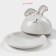 A dish with a lid of the shade "Bunny in gold", 12 × 9.5 cm, white color