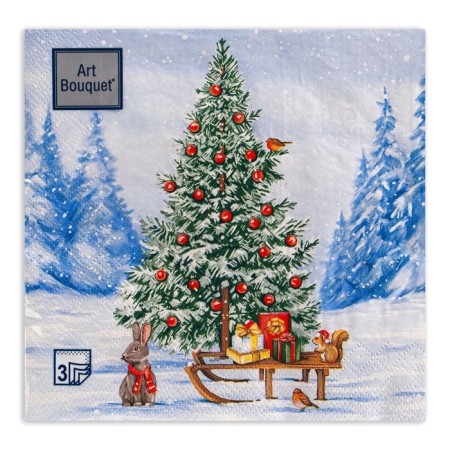 New Year's napkins paper art bouquet "Forest beauty", 3 layers, 33x33 cm, 20 pcs.-1