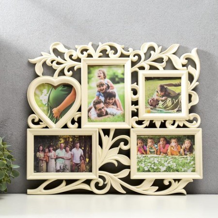Photo frame-collage "heart" in 5 photos, ivory