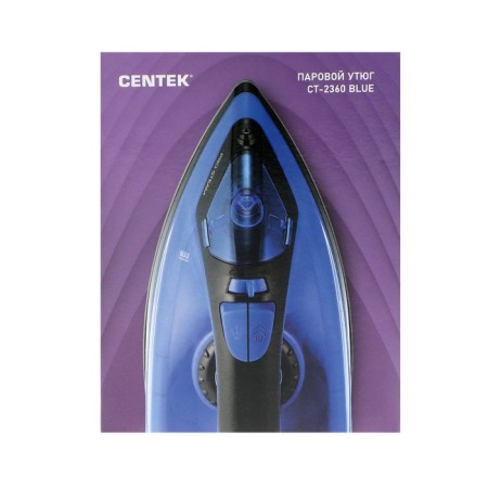 Iron CENTEK CT-2360, 1600 W, anti-stick sole, 200 ml, black-blue-9