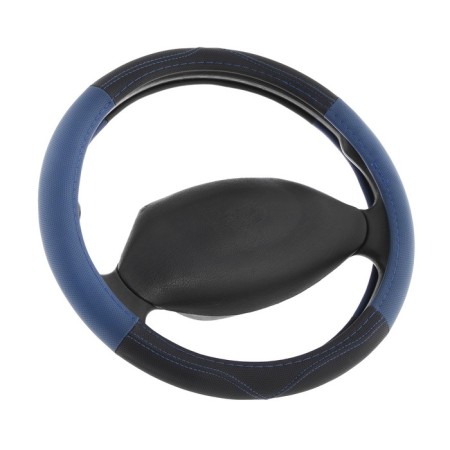 Braid on the steering wheel C2R C964, eco-leather, size 38 cm, black and blue