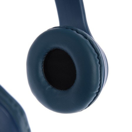 P47M headphones, wireless, full -size, BT, Microsd, microphone, AUX, with ears, blue-3