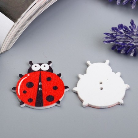 Buttons wood for creativity 2 punctures "ladybugs" set 10 pcs 2.7x3 cm