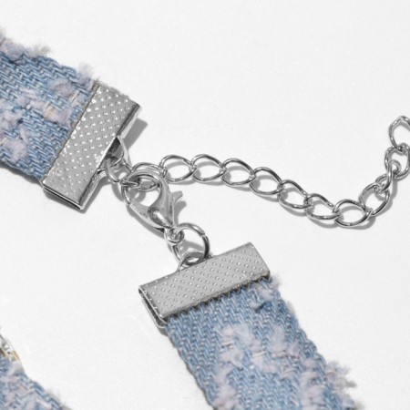 Choker "jeans" ring with chains, blue color, 36 cm-1