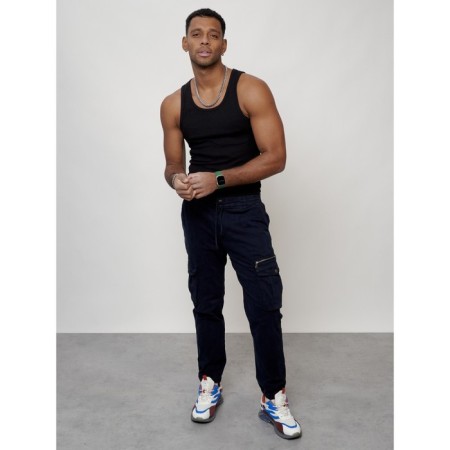 Cargo jeans men, size 44, dark blue color-10