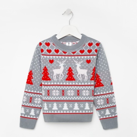 Jumper knitted children's kAFTAN "New Year" size 34, (122-128 cm), gray-4