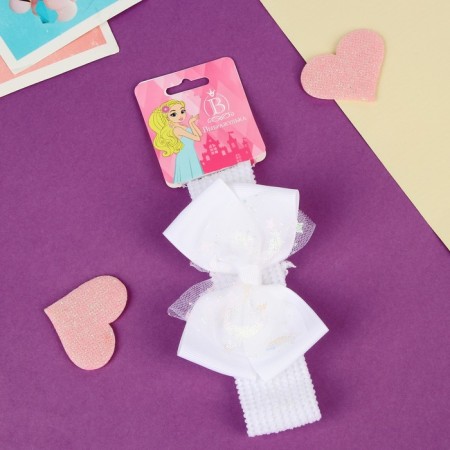 Hair bandage "chosen" shine stars, 16x3 cm, white-2