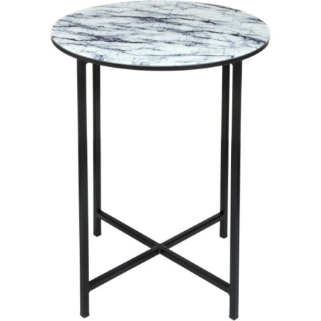 Coffee table Volopas metal, white marble/black 48x48x60 cm-1