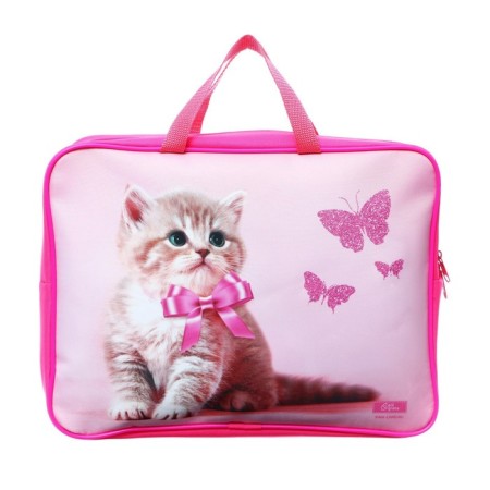 Folder with handles Textile A4, 350 x 270 x 100 mm, calligrata top "Cute cat"-1