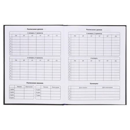 Diary of a solid cover 1-11 grade 48 sheets, "Crystal", cover cardboard 7BC, matte lamination, selective UV-lame, cheat sheet-6