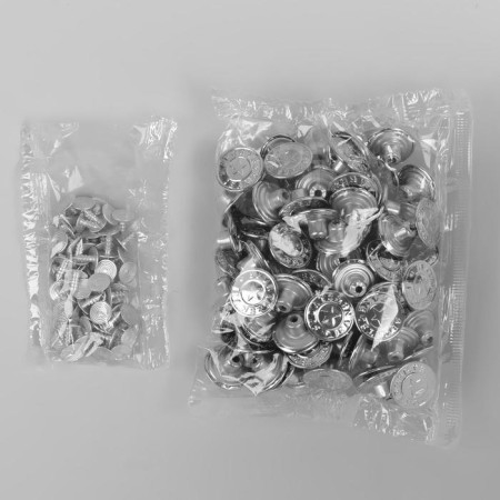 A set of denim buttons, 17 mm, 100 pcs, silver color-1