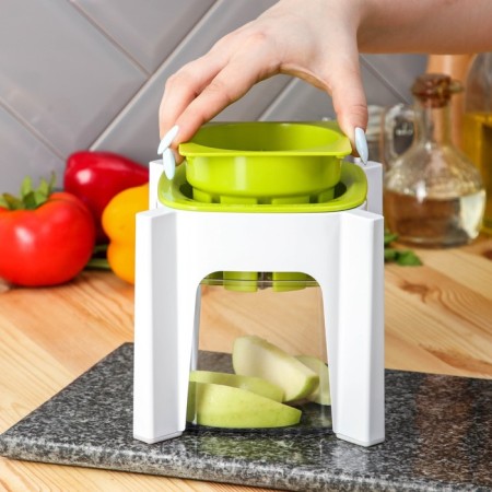 The vegetable engine is universal with a share container, 3 interchangeable nozzles and a Pusher, 14.5 × 14.5 × 21 cm, white-green color-12