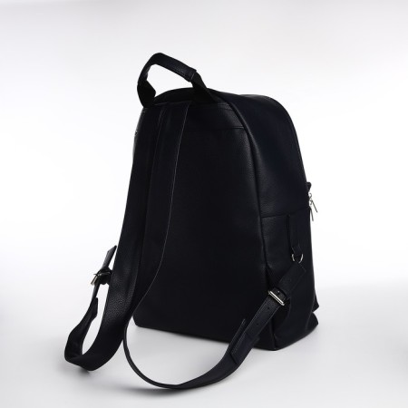 City backpack, textura made of artificial leather with zipper, outer pocket, blue color-1