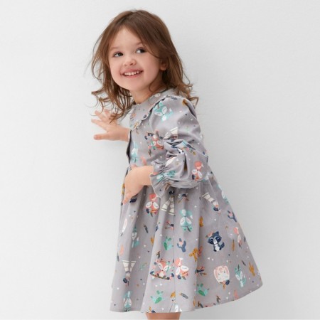 Baby dress with collar Kaftan "Beasts" R.32 (110-116 cm)-1
