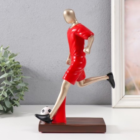 Souvenir Polystone "Athlete - Football player" Red with gold 16.8x24.3 cm-3