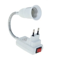 Adapter Ecola, fork-patron, E27, 275 x 45 mm, with a switch, flexible, white