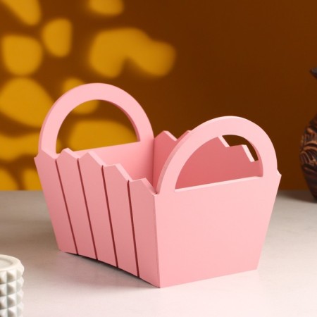Kashpo wooden 25 × 16 × 17 cm "Maria", side pens, MDF, pink coral-1