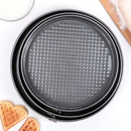 A set of forms for baking the connective share “Elin Low”, 3 subjects: D = 28/26/24 × 4 cm, anti -stick coating, black color-2