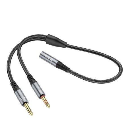 Hoco UPA21, Jack 3.5 mm (F) cable - 2 * jack 3.5 mm (m), 0.25 m, nylon, gray-3