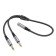 Hoco UPA21, Jack 3.5 mm (F) cable - 2 * jack 3.5 mm (m), 0.25 m, nylon, gray
