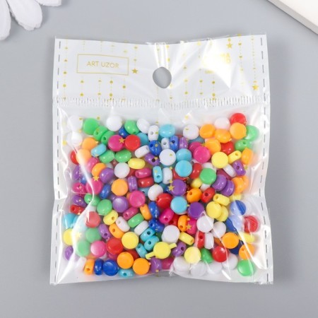 Beads for creativity Plastic "Color Coarse" set 20 grams 0.3x0.5x0.5 cm-2