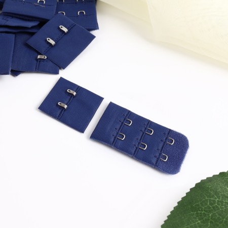 Flasp for a bra, 3 rows 2 hooks, 3 × 3 cm, 3 × 5 cm, 10 pcs, dark blue color