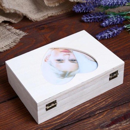 Casket for painting with a photo frame "Heart" mix 16.5x11.7x5 cm-4