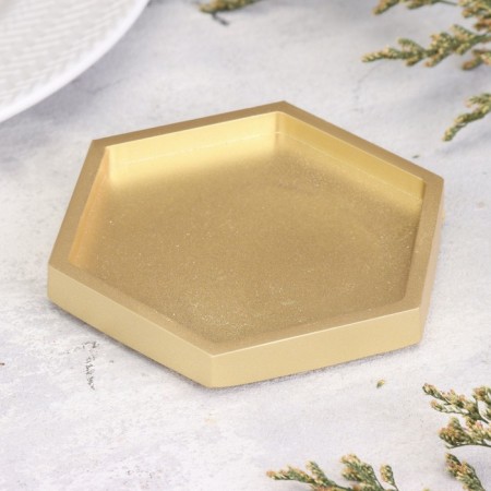 Summary "Hexagonnik. Marble" from gypsum, 9.7x1.3x1cm, gold-1