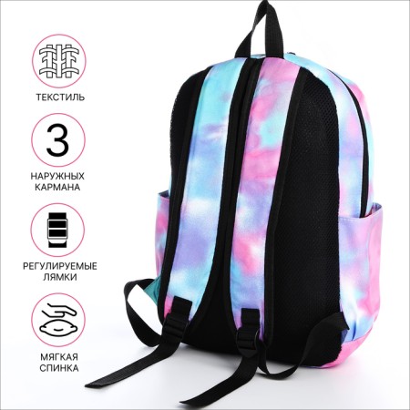 Youth backpack from textiles on lightning, 3 pockets, waist bag, purple color-2