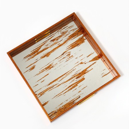 Plastic rectangular tray with a mirror "Strokes", 34 x 34 x 4.5 cm Soldier-7