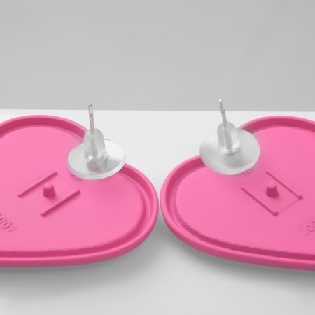 Earrings plastic "hearts", white-beige color-2