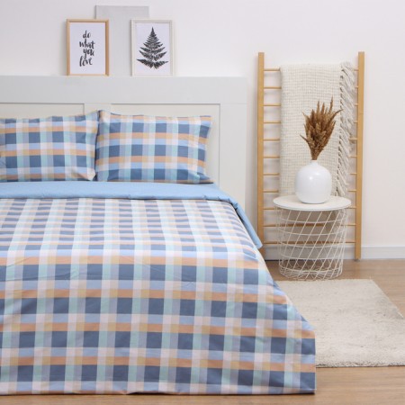Lovelife 2PP Square Blue, 175x215cm, 200x225cm, 50x70cm-2sht, satin, cotton 125g/m