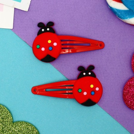 Invisibility for hair "Abel" (set 2 pcs) of God's cow, 5 cm, red